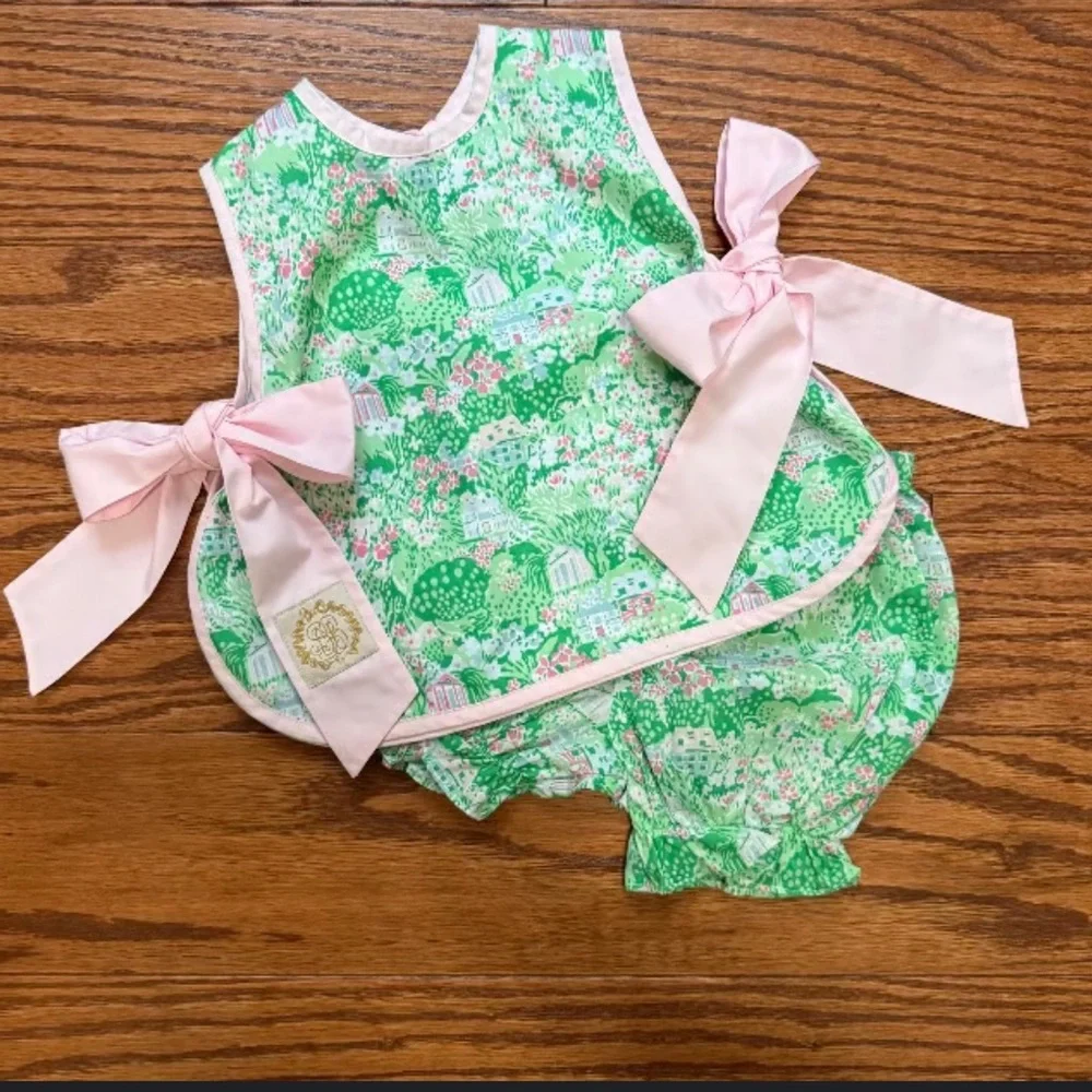 RARE TBBC Talbott Tie Side Set Belmont Blooms with Palm Beach Pink 18-24 Months